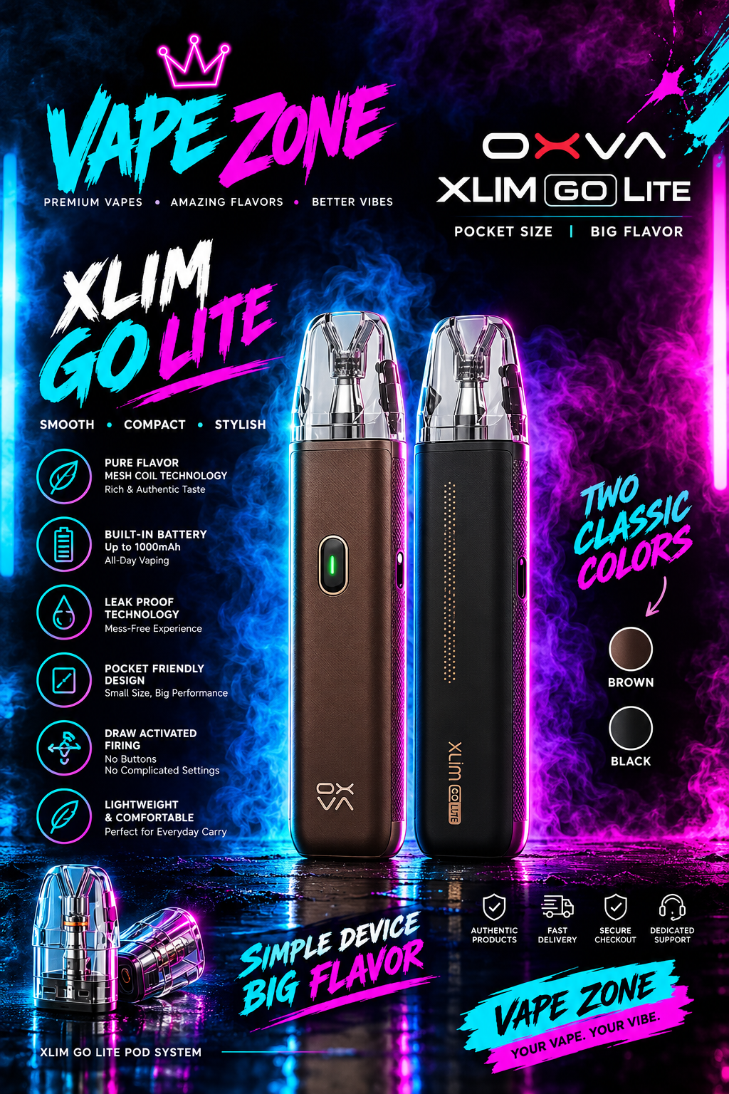 OXVA XLIM GO LITE — Vape Zone neon product image